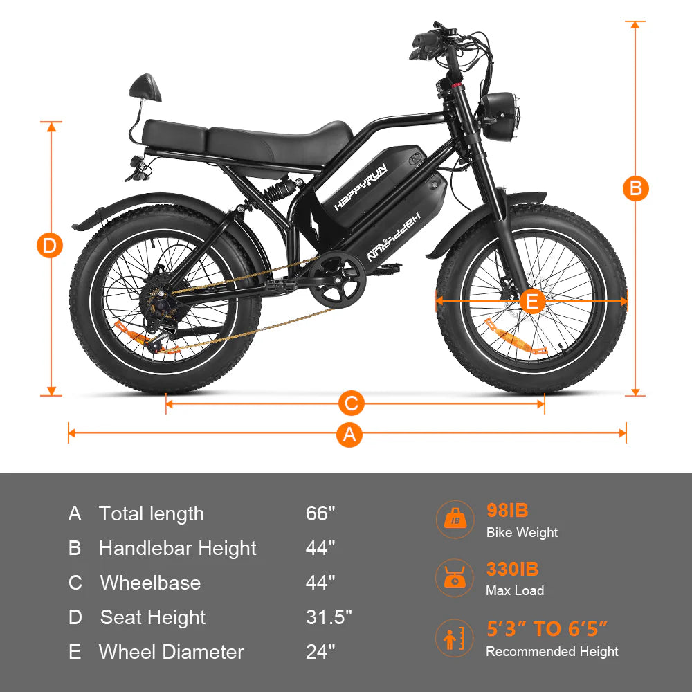 2025 NEW HappyRun G70 2000W Dual Battery Fast Electric Cargo Bike for Sale